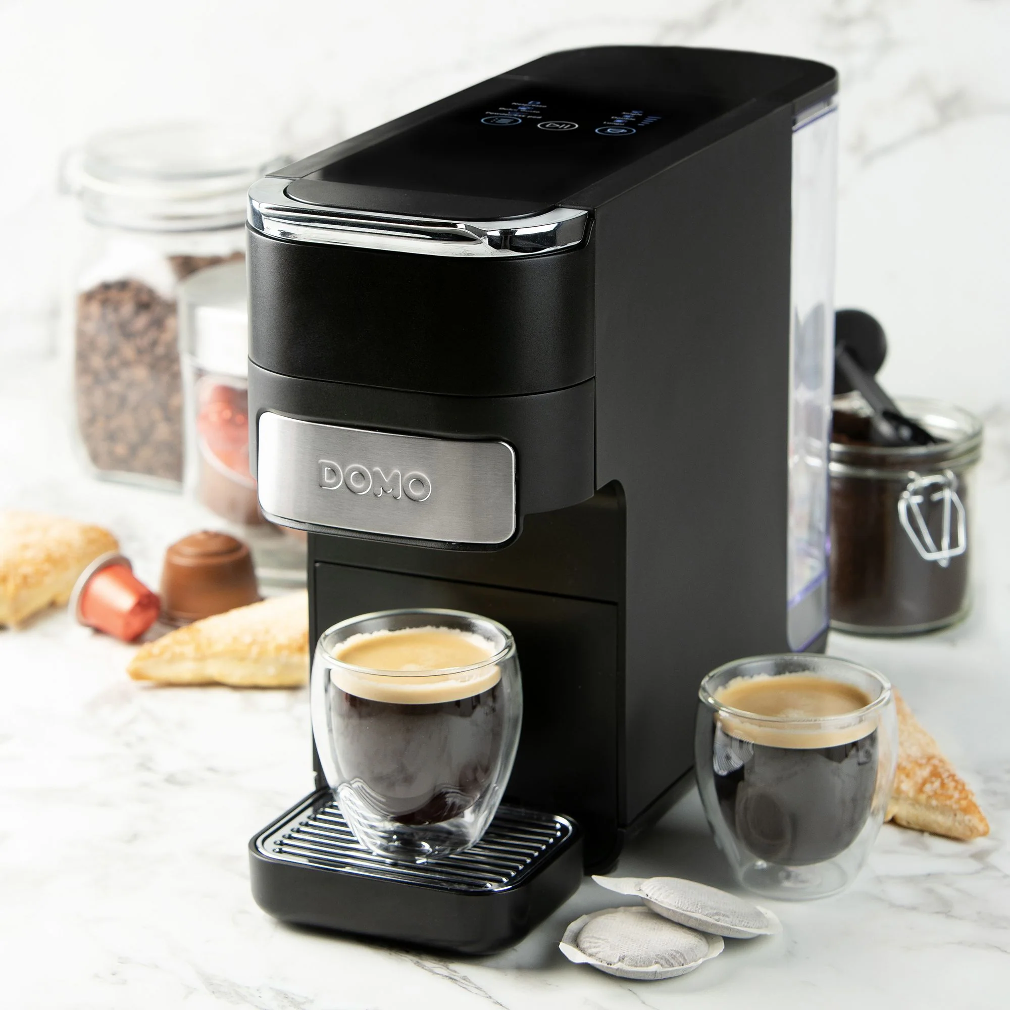 Domo Kaffeemaschine 4-in-1 für Nespresso und Dolce Gusto-Kapseln, ESE Pads und gem. Kaffee DO748K - Image 2