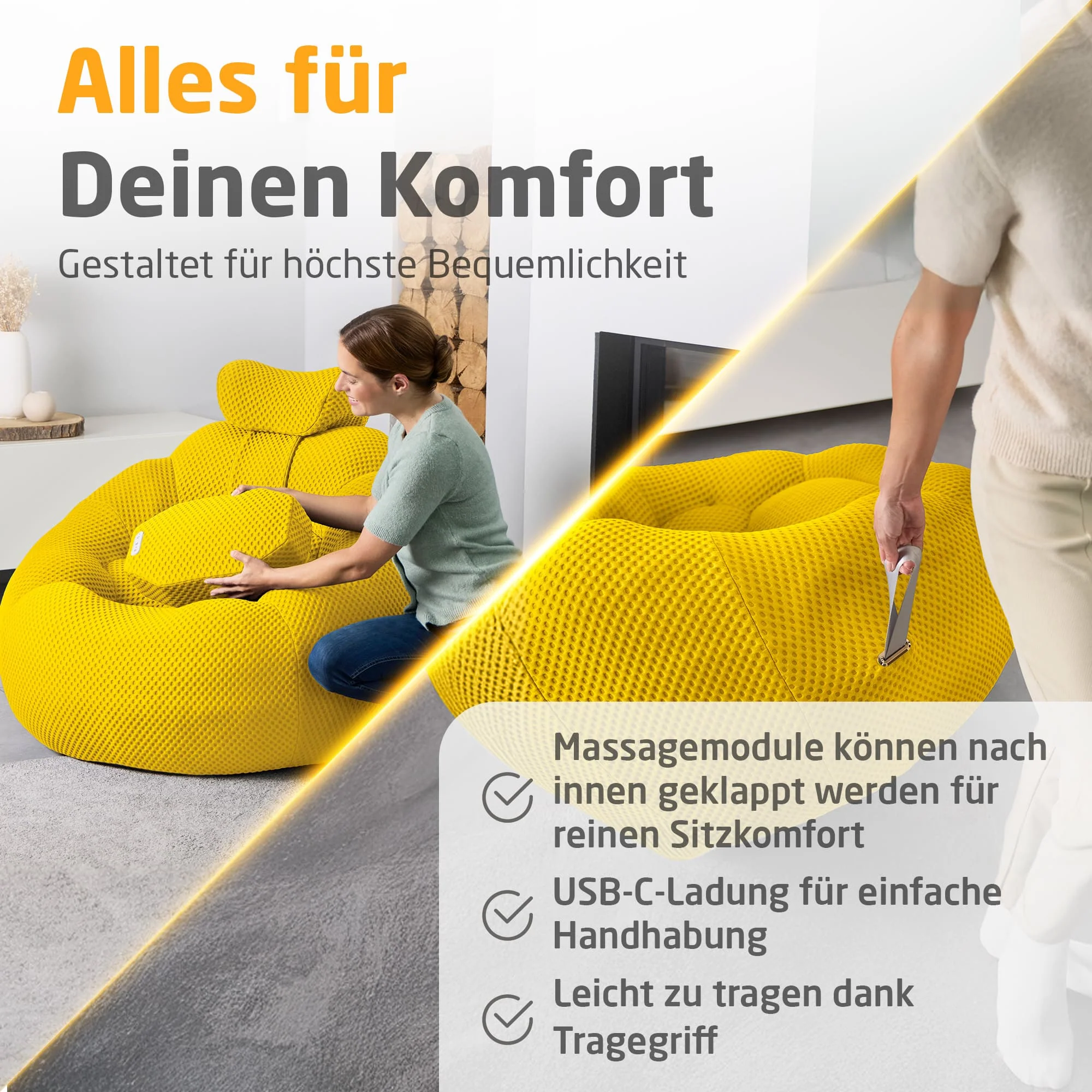 Medisana Massagesessel Bubble-Sofa RS200, sonnengelb - Image 4