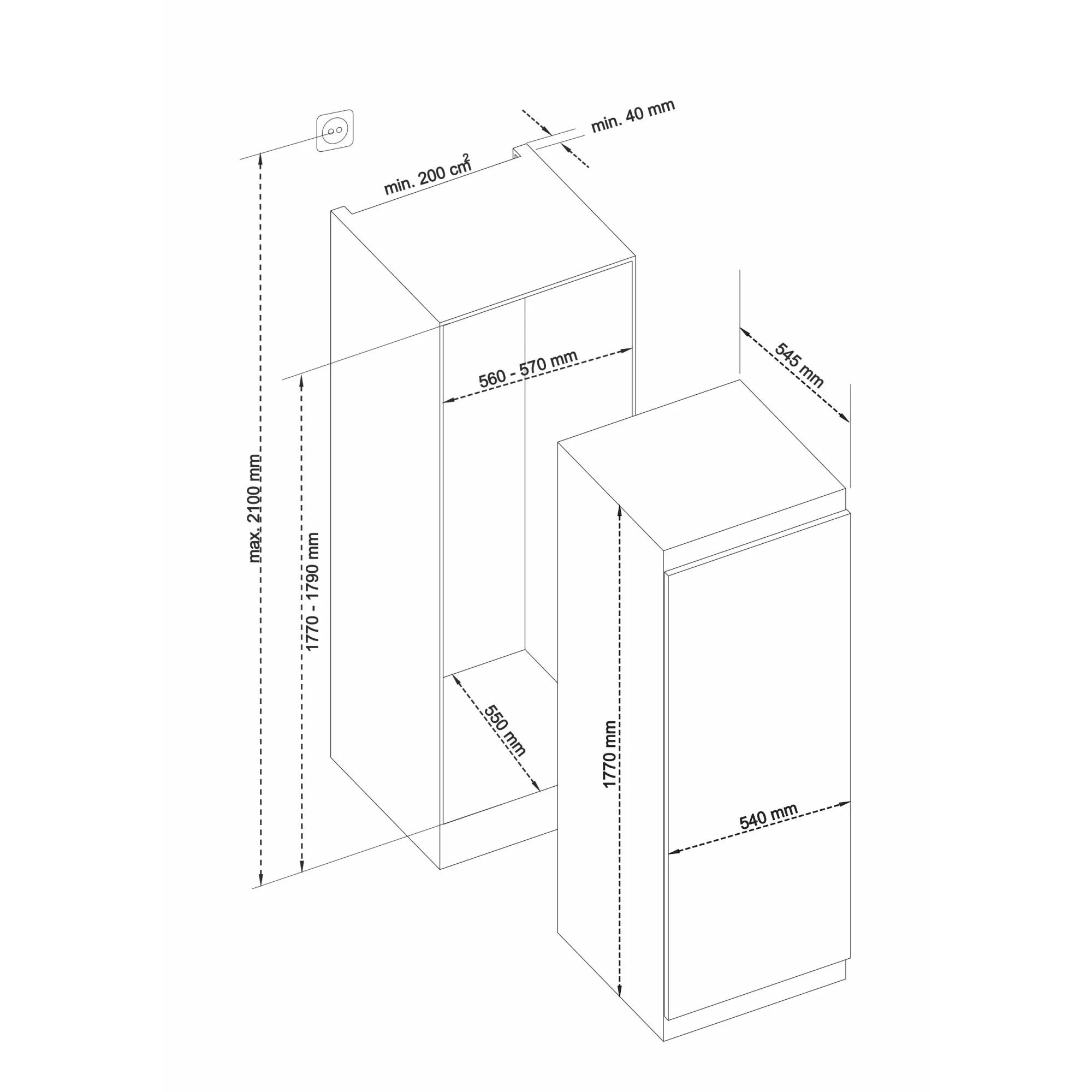 Sharp Einbaukühlschrank SJ-LD300E00X/CH-Norm, 178er-Nische, Festtür - Image 8