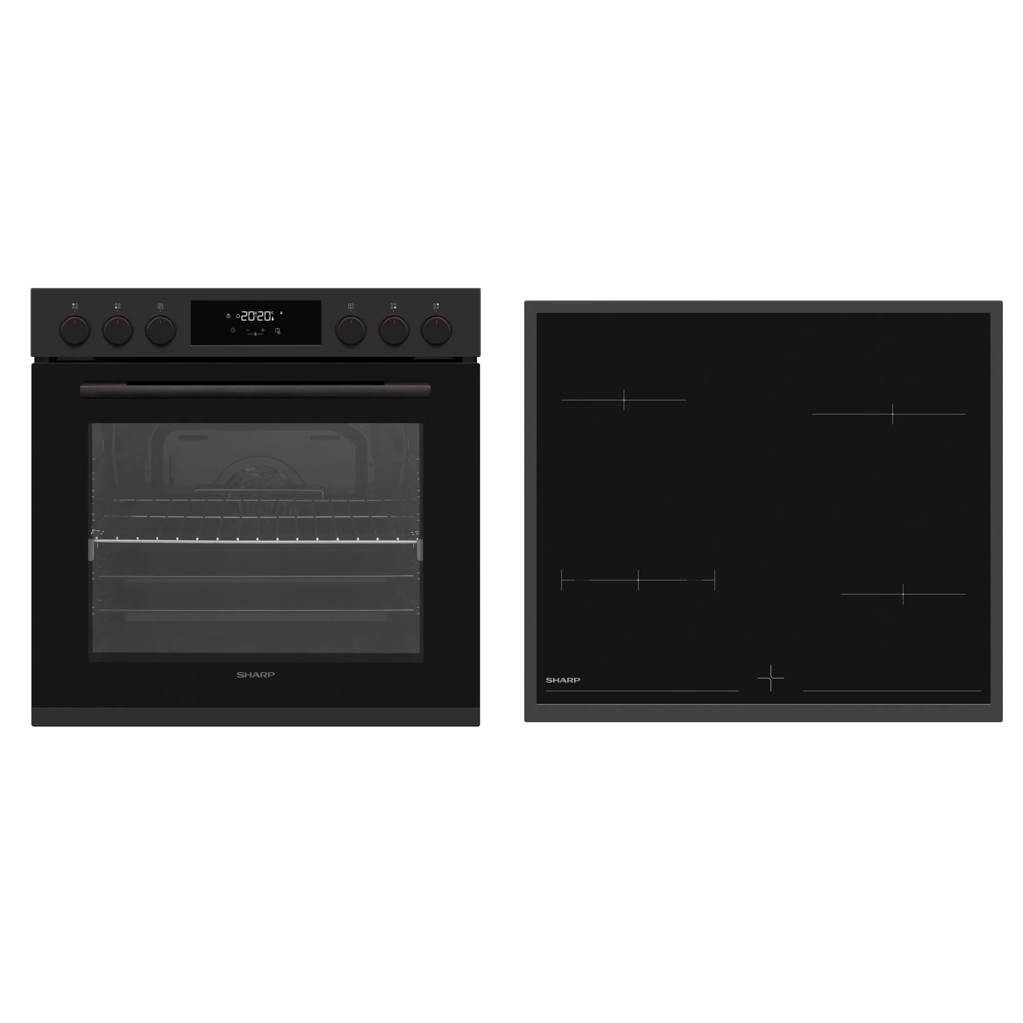 Sharp Kochherd Set Backofen und Vitrokeramikkochfeld, Einbau, K-72P19BNH-EU Poly-Set