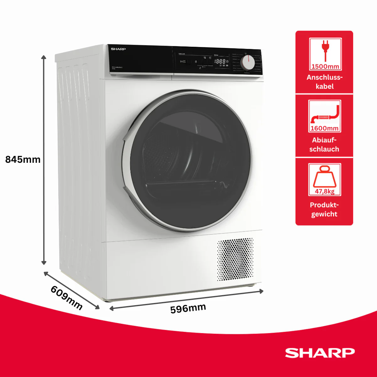 Sharp Wäschetrockner 10kg KD-NHA0S6GW1C - Image 2