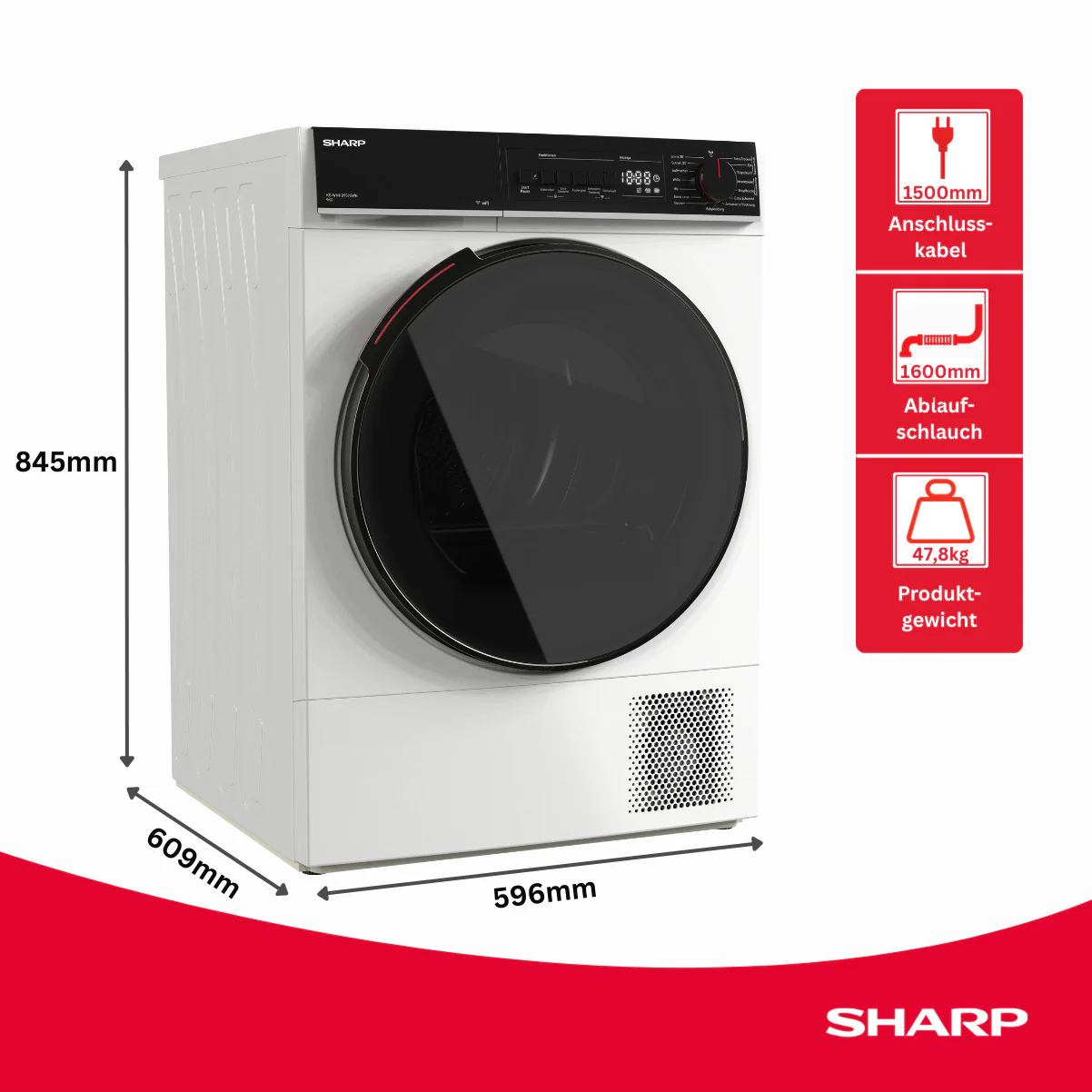 Sharp Wäschetrockner 9kg KD-WNHB9S9GWB - Image 2