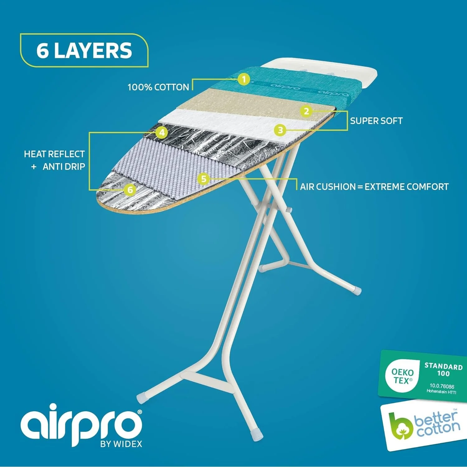 Widex Bügelbrett Überzug AIRPRO 6-layerd cover 147x58 - Image 3